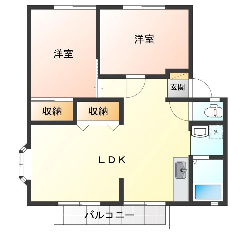 メゾン・アンソレイエII(2LDK/2階)の間取り写真