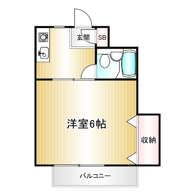 けやきハウス(1K/2階)の間取り写真