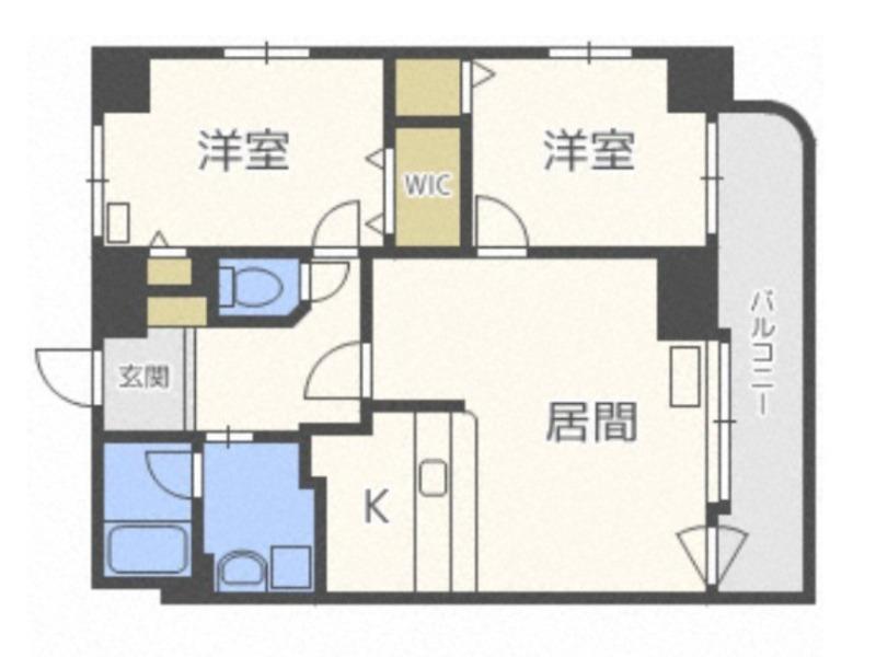 インペリアル山鼻(2LDK/4階)の間取り写真