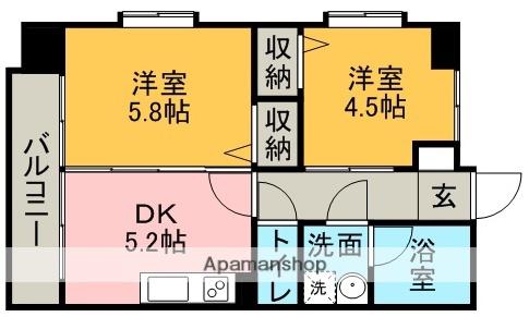 さくらヒルズ新屋敷壱番館(2DK/4階)の間取り写真