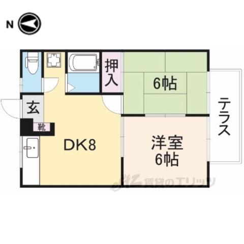 プラスパー豊井1・2(2DK/1階)の間取り写真