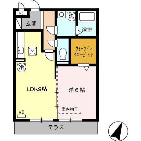 クラージュ(1LDK/1階)の間取り写真