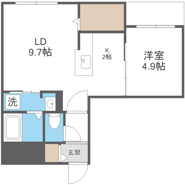 ブランシャールNAKAJIMA PARK FRONT(1LDK/3階)の間取り写真