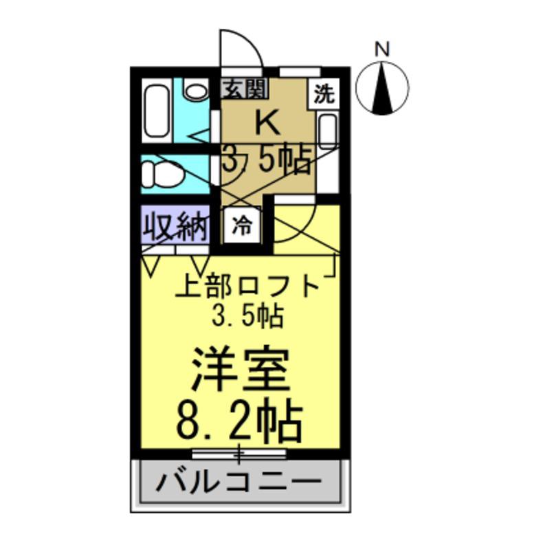 クラーラナカネ(1K/2階)の間取り写真