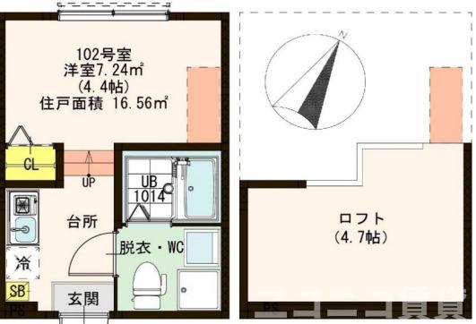 ハーモニーテラス竹ノ塚III(ワンルーム/1階)の間取り写真