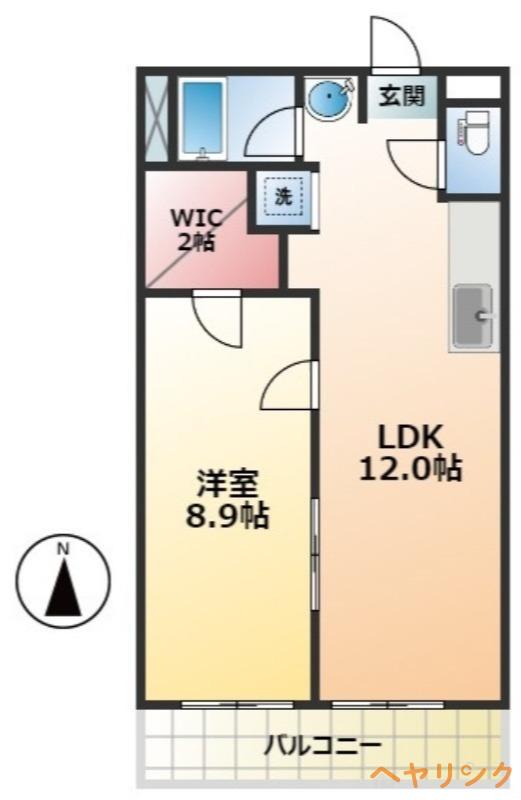 シャトー共栄(1LDK/4階)の間取り写真