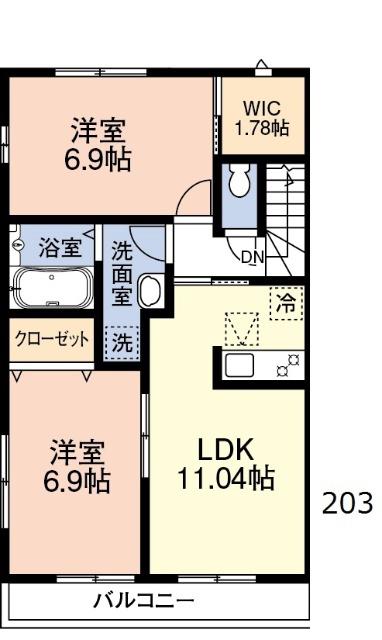 セビアン(2LDK/2階)の間取り写真