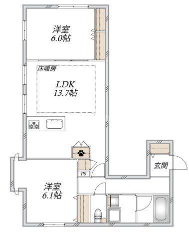 AOTO NANA(2LDK/1階)の間取り写真