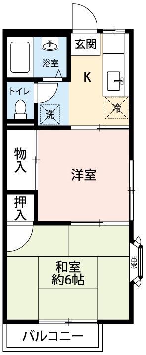 ファミーユ今井(2K/1階)の間取り写真