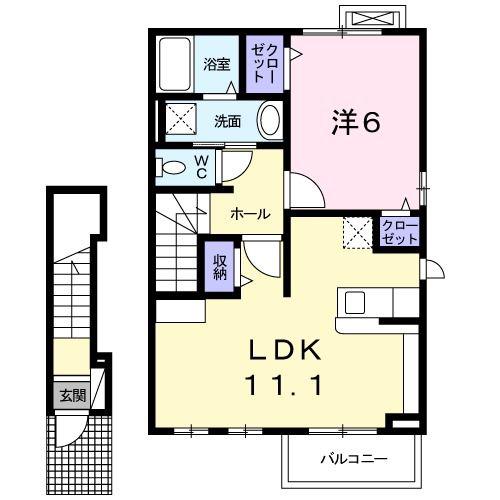 PLACIDO PIAZZA(1LDK/2階)の間取り写真