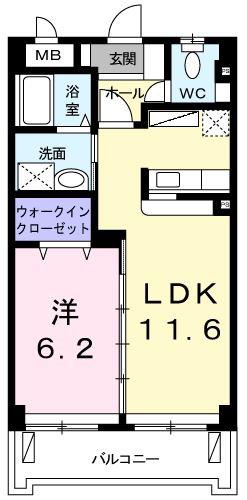 CASA榮(1LDK/3階)の間取り写真