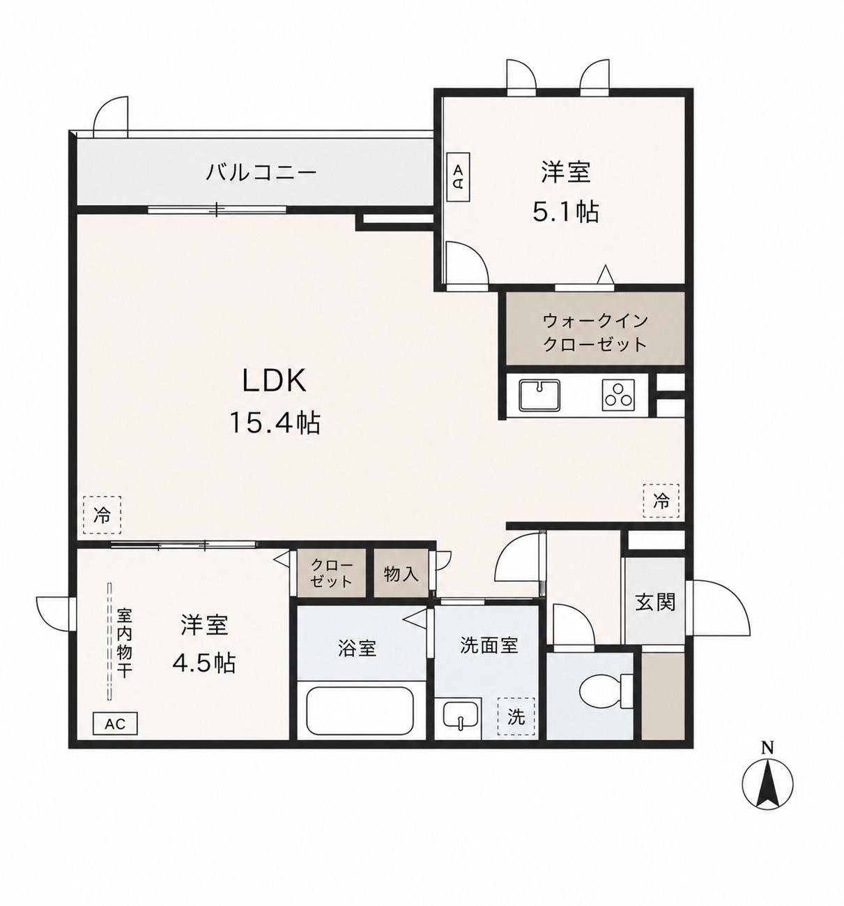ミネット舟入南(2LDK/1階)の間取り写真