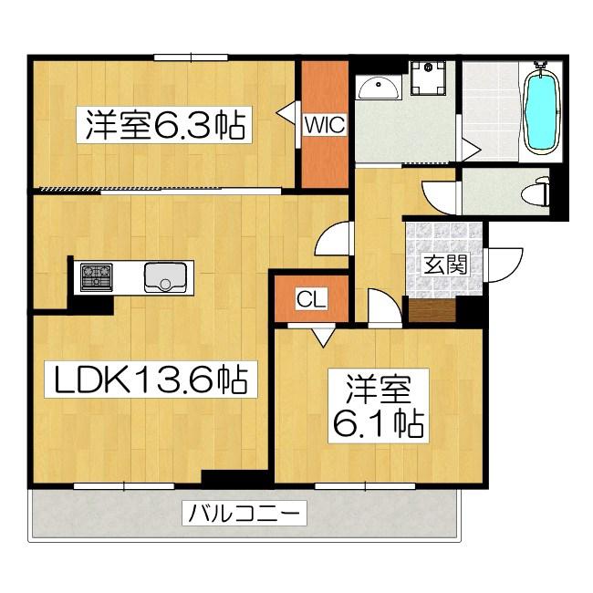 D-ROOM勝部3丁目工事(2LDK/1階)の間取り写真