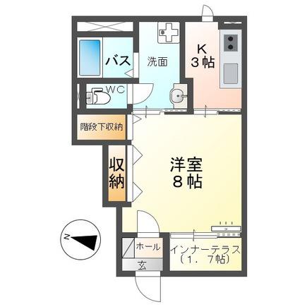 秋葉区中野アパート(1K/1階)の間取り写真