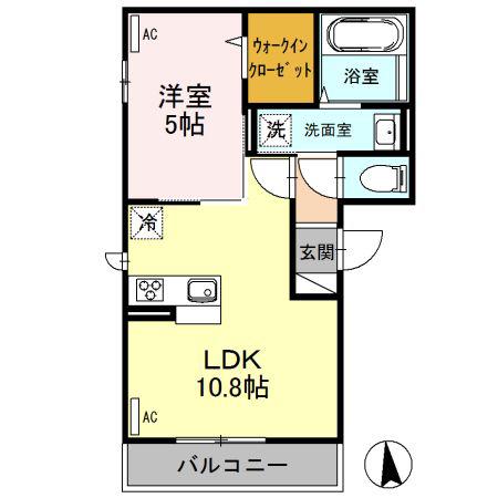 東武伊勢崎線 福居駅 徒歩6分 3階建 築10年(1LDK/3階)の間取り写真
