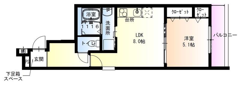 フジパレス春木駅北Ⅱ番館(1LDK/2階)の間取り写真