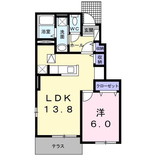 ブリッサA(1LDK/1階)の間取り写真