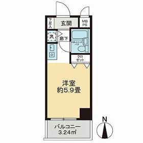 ライオンズマンション平間駅前第二(ワンルーム/3階)の間取り写真