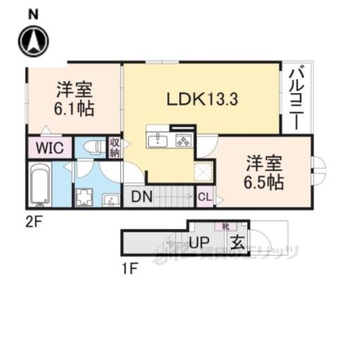 ソルヴェーグ2(2LDK/2階)の間取り写真