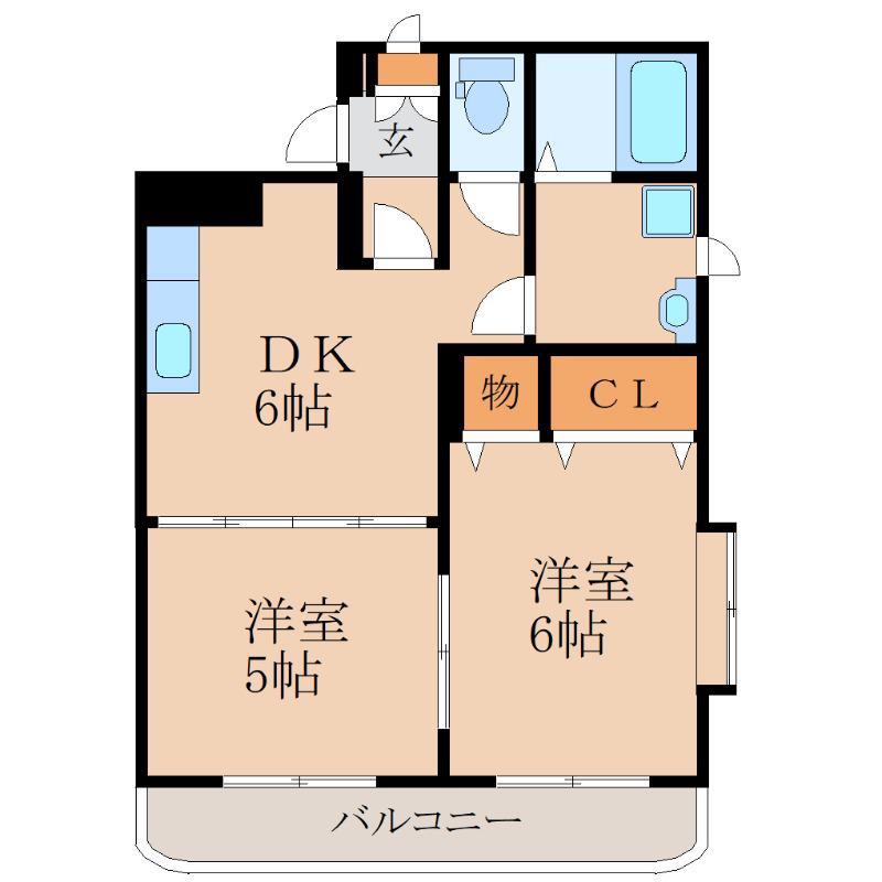パークスクエア郷原(2DK/3階)の間取り写真