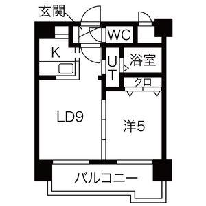 ノーザンライト平岸(1LDK/6階)の間取り写真