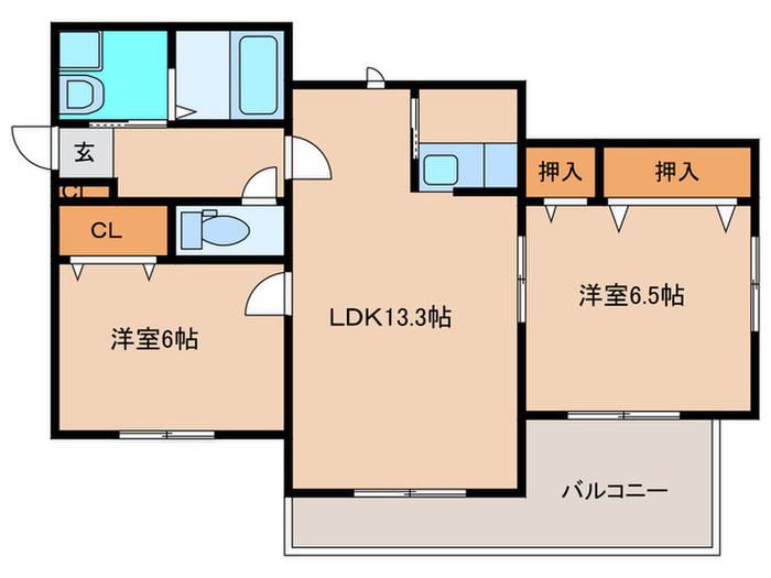 エスペーロサチ(2LDK/2階)の間取り写真