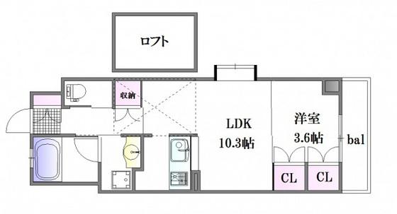 ルナレガロ(1LDK/5階)の間取り写真