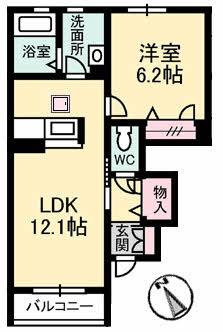 マイスクエアー平井(1LDK/1階)の間取り写真