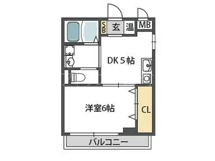 INFIELDII(1DK/6階)の間取り写真