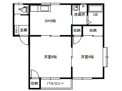 パインシティC(2DK/1階)の間取り写真