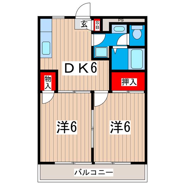 レジデンス本宮(2DK/3階)の間取り写真