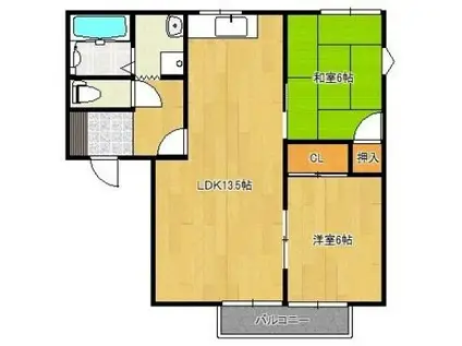 フレグランス南町 F棟(2LDK/1階)の間取り写真