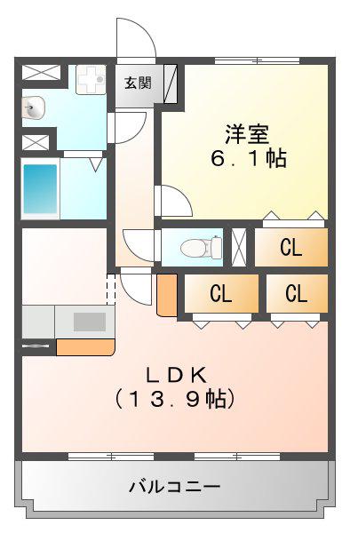 エスペランサ・アイ(1LDK/3階)の間取り写真