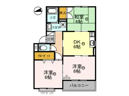 ヌーブ・ルミェール松本(3DK/2階)の間取り写真