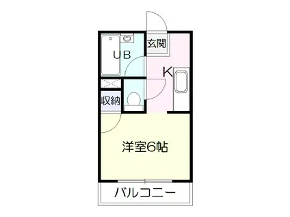 トミーズマンション 鹿児島市(1K/3階)の間取り写真