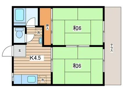 西田ハイツ(2K/1階)の間取り写真