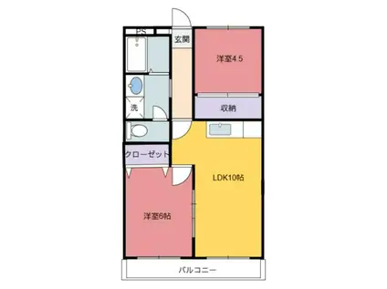 サンパティック由肥(2LDK/3階)の間取り写真