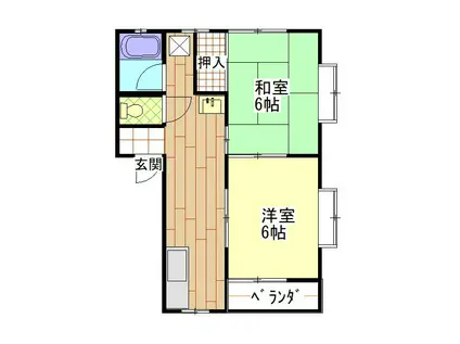 駅前コンフォルト(2K/1階)の間取り写真
