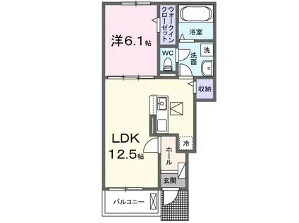 ヒカルサ富津II(1LDK/1階)の間取り写真