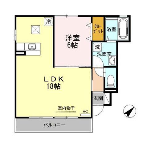 エスポワールMANABEA棟(1LDK/1階)の間取り写真