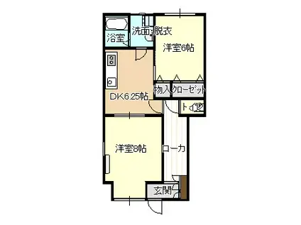 フォーレット(2DK/1階)の間取り写真