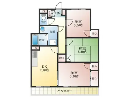 新栄プロパティー古市II(3DK/1階)の間取り写真