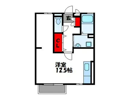 セジュールR・Y(ワンルーム/1階)の間取り写真