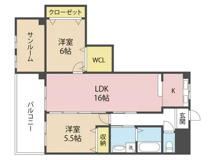 ソラリア・コルテ(2SLDK/8階)の間取り写真