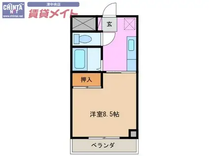 エスプール阪野(1K/2階)の間取り写真