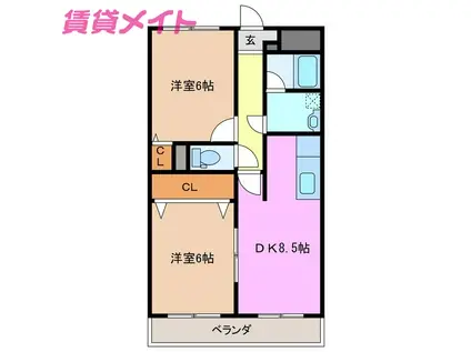 セ・シ・ボン(2DK/2階)の間取り写真