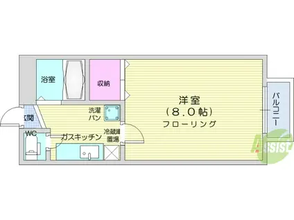 フォレストヴィラ2(1K/1階)の間取り写真