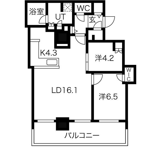 ザ・札幌タワーズ ウエストタワー(2LDK/17階)の間取り写真