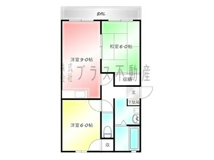 セジュール感田I(2LDK/1階)の間取り写真