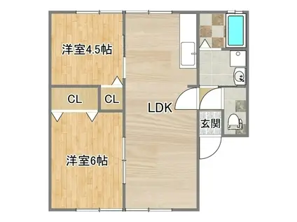 コスモス(2LDK/1階)の間取り写真